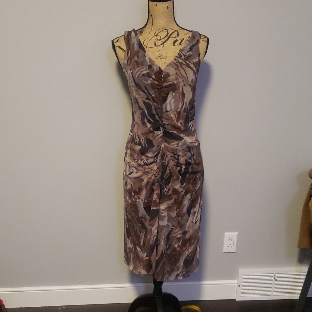 Weston Wear Brown Abstract Midi Dress Pair With Blazer or Wear Alone